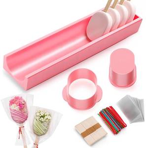 lot 12340 image: Yiyiring Cakesicle Cutter, Cakesicle Mold Set with 9in Tray, Cake Pop Mold with 100 Sticks, 100 Bags and 100 Ribbons, Baking Tools for Baby Shower Home Birthday Parties Wedding Desserts