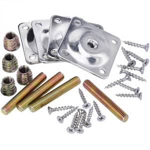 lot 12342 image: 4PCS Leg Mounting Plates with Screws for Sofa Couches Tables Furniture Legs Brackets Hardware Attachment Plates Brackets M8 T-Plates