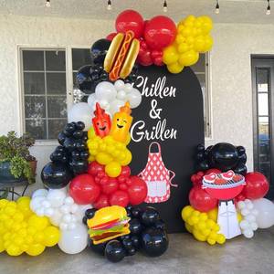 lot 12360 image: Baby Q Baby Shower Decorations, 154Pcs BBQ Party Balloon Arch Kit Food Themed Balloon Garland Hot Dog Hamburger Ketchup Mustard Bottle Foil Balloons for Picnic Snacks Barbecue Birthday Party Supplies