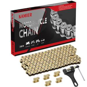 lot 12362 image: KAMIER 428 Motorcycle Chain 132 Link Gold with Chain Breaker for TTR125 TTR225 Hawk 250 Boom Vader 125 Apollo RFZ TaoTao Coleman 110cc 125cc 150cc Pit Dirt Bike 4 Wheeler ATV Go Kart Heavy Duty Parts