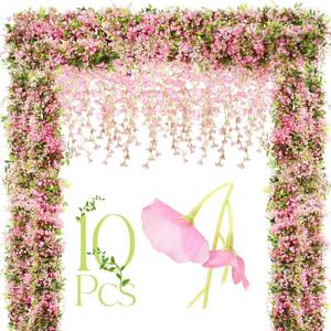 lot 13635 image: Crowye 10 Pcs 7.2ftpcs Artificial Flowers Wisteria Garland Artificial Wisteria Vine Hanging Flower Decorations Flower Vines for Outdoor Wedding Wall Arch Party Backdrop Floral Decor (Pink)