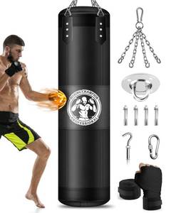 lot 13637 image: YORWHIN Hanging Punching Bag for Adults, 4FT Oxford Boxing Heavy Bag, Heavy Boxing Bag Set with Hand Wraps Chains, Kick Punching Bags for MMA Karate Kickboxing Boxing Muay Thai Training(Unfilled)
