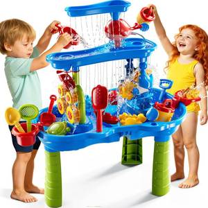 lot 13638 image: DULONIME 3-Tier Sand and Water Table Toys for Kids Aged 3 4 5 6 7 8, Water Waterfall Sensory Play Table with Beach Toys Accessories, Outdoor Activity Playset for Toddlers 2-4 3-5 4-6, Birthday Gifts