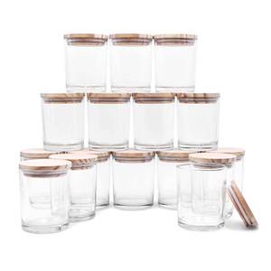 lot 13641 image: Thick Candle Jars for Making Candles 16 Pcs, 7 OZ Empty Jars with Wood Lids for Candle Making, Sample Container, Clear