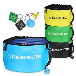 lot 13653 image: RV Hose Storage Bag of 4 Pack, Camper Accessories for Outside, Rubber Identification Tags for FreshBlack Water Sewer Hoses Electrical Cords and Accessories RV Equipment Storage Utility Bag