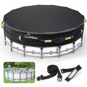 lot 13656 image: UIRWAY 500D Pool Cover 12FT Round 2026 Upgraded Heavy Duty Fabric Solar Pool Covers for Above Ground Pools, New Super Windproof Gel-Coated Tarp Straps, Swimming Pool Covers with UV Protection