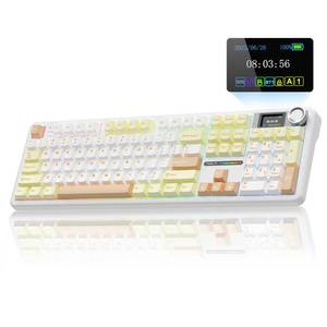 lot 13660 image: AULA F108 PRO - Wireless Mechanical Keyboard with ScreenandKnob,Hot Swappable Gaming Keyboard with 8000mAh Battery,Pre-lubed Switches,RGB Backlit,PBT Keycaps Creamy Sounding Computer Keyboards,104 Keys