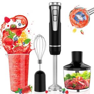 lot 13663 image: Cordless Immersion Blender Handheld 4-in-1 Cordless Hand Blender with 500ml Chopper, 600ml Beaker, Egg Whisk, 8 Speeds Hand Stick with USB Rechargeable for Smoothies, Baby Food, Soup (Black)