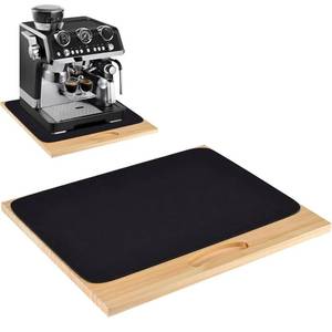 lot 13674 image: UTOLOVE Appliance Slider 15.8in x 13in - Heavy Duty Wooden Rolling Tray for Coffee Maker, Sliding Tray with Absorbent Mat and Silent, Countertop Moving Stand for Air Fryer, Mixer, Kitchen Gadgets