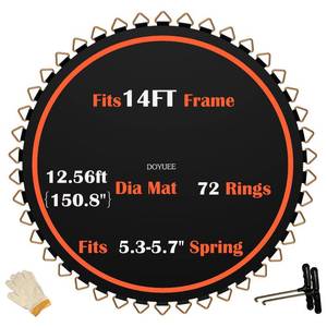 lot 13682 image: Trampoline Mat Replacement12.56FT Diameter Mat with 72 RingsFits 14FT Steel Frame,Fits 5.3in-5.7in Springs Excluding Springs and Frame