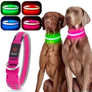 lot 14143 image: YFbrite Light up Dog Collar, USB Rechargeable LED Puppy Collar Super Bright Adjustable Glowing Dog Lights for Night Walking (Pink, Medium)