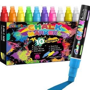 lot 14173 image: Window Chalk Markers for Cars Glass Washable, 10 Colors Jumbo Liquid Chalk Marker Pens with 10mm 3 in 1 Nib Wide Tips, Big Chalkboard Markers Car Window Paint Pens for Auto, Bistro, Mirror, Poster