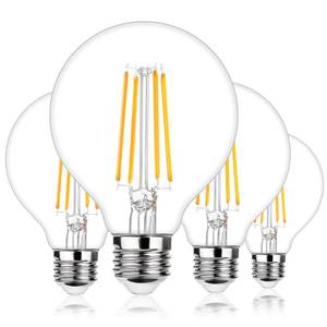 lot 14175 image: G25 LED Globe Light Bulbs, Dimmable Edison Filament Vanity Light Bulbs, 8W 100W Equivalent, 1200 Lumens Bright, 2700K Soft White, E26 Medium Base Clear Glass for Bathroom Vanity Mirror, 4 Pack