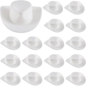 lot 14186 image: Skylety 20 Pieces Plastic Mini Cowboy Cowgirl Hat Miniature Western Small Doll Hat Cute Doll Cupcake Decoration for Dollhouse Cow Party Decoration(White)