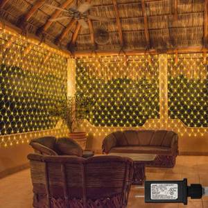lot 14197 image: echosari 20Ft x 13Ft Net Lights Outdoor Mesh Lights Plug in with Remote, 720 LED Christmas Net Light IP68 Fully Waterproof for Party Garden Backyard Wall Bush Decor (Warm White)