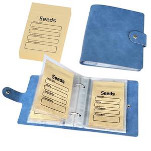 lot 14214 image: coutnier Seed Organizer Binder with 50 PCS Resealable Seed Envelopes - 50 Storage Pockets, 3.5x5 Inch Clear Sleeves, Seed Saver for Garden Lover - Blue