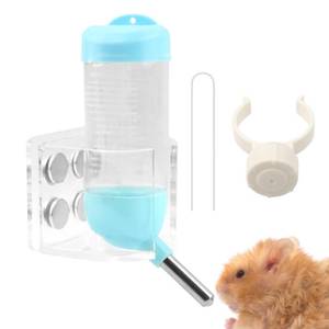 lot 14240 image: Hamster Water Bottle with Magnetic Holder, Secure and No Drip, Adjustable Height, Fits GlassAcrylicMetal Wire Cages, for Hamster, Guinea Pig, Hedgehogs and Other Small Pets(Clear)