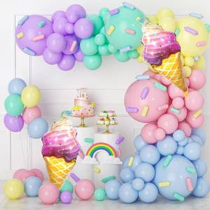 lot 14248 image: Pastel Balloon Garland Arch Kit, 142pcs Pastel Balloons Macaron Rainbow Balloons Ice Cream Foil Party Balloons for Birthday Ice Cream Theme Party Decorations