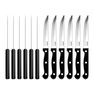 lot 14252 image: faderic Steak Knives set of 12, Black Full-Tang Triple Rivet Serrated Steak Knife Set, Stainless steel Sharp Blade, 4.5Inch, For Kitchen Restaurant Tableware Camping, Dishwasher Safe