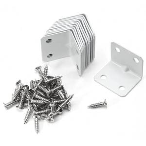 lot 14254 image: Biaungdo 24 Pcs White Metal Corner Brace, 26 x 26 x 32mm L Shape Shelf Bracket, 90 Degree Right Angle L Brackets Support with Screws for Wood, Shelves, Cabinet, Furniture, 4 Holes