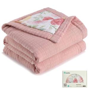 lot 14255 image: IBESTOPIA Muslin Baby Blanket - 100percent Cotton Toddler Blanket for Crib Nursery and Stroller 47inx47in (Colorful Bloom)