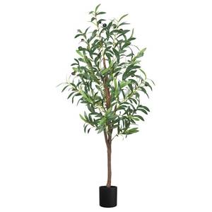 lot 19318 image: CETRD Artificial Olive Tree, 4FT Tall Faux Olive Trees 48in Outdoor Fake Potted Silk Plant with Trunk and Realistic 436 Leaves and 16 Fruits for Modern Office Home Decor1pack