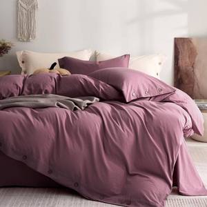 lot 19324 image: JELLYMONI 100percent Washed Cotton Duvet Cover Full � Soft, Breathable Linen-Look Bedding with Natural Wrinkle Texture, Button Closure, 3-Piece Set (Deep Rose, 80inx90in)