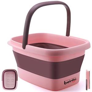 lot 19329 image: Foot Bath Collapsible Foot Soak Tub,Beinilai Collapsible Foot Bath Basin,Multifunction Plastic Basin with Handles,Foot Tub for Soaking Feet-Pink