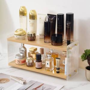 lot 19346 image: SARUFO Bathroom Counter Organizer, 2 Tier Vanity Shelf for Makeup, Skincare, Perfume, Cologne and Cosmetics - Countertop Storage for Sink, Vanity, Dresser, Cabinet, Rack and Tray
