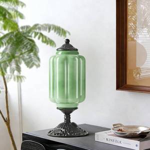 lot 19352 image: Flashine Milk Glass Table Lamp, Touch Control with USB Charging Port Vintage Bedside Desk Lamp Stepless Dimming for Bedroom Living Room Nightstand Led Bulbs Included Green