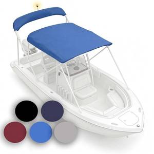 lot 19361 image: Fapaulen 4 Bow Bimini Top Replacement Canvas Only, 1200D Bimini Top Cover with Light Hole, Storage Boot and Easy-Install Zipper Sleeves, Fits 8L 91in�96in W, Sun Shade Boat Canopy, No Frame, Blue