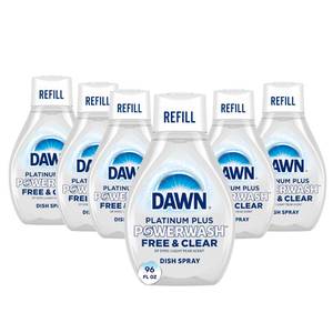 lot 19362 image: Dawn Free and Clear Powerwash Dish Spray, Dish Soap, Pear Scent Refill, 16 Fl oz (4 � Pack Only)