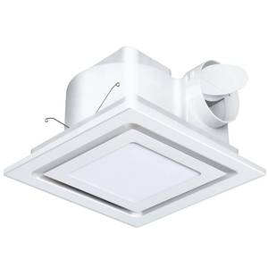 lot 19371 image: Yopmb 10in Ultra Quiet Bathroom Exhaust Fan with LED Light, Ceiling Mount, 1.0 Sones 110 CFM, 4in Duct, 8x8 Mount.
