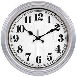 lot 19375 image: JENLYSTIME 12 Inch Retro Wall Clock Silent Non Ticking Battery Operated Movement Easy to Read Wall Clocks Decorate for Bedroom Living Room Kitchen Office(Silver)