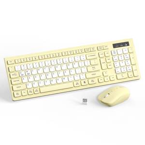 lot 19396 image: Wireless Keyboard and Mouse Combo, Full-Sized Wireless Keyboard and Adjustable DPI Mouse, 2.4GHz USB Receiver, Silent Keyboard and Mouse for PC, Windows, MAC, Desktop, Laptop (Canary Yellow-B)