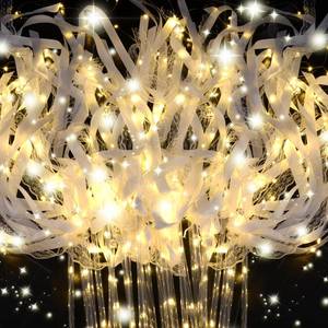 lot 19397 image: HONLYNE 200PCS Light up Wands for wedding, Wedding Wands Streamers with 3 Colorful Flashing Modes, Fairy Wands, LED Silk Fairy Wand with Bells for Wedding, New Year, Thanksgiving, Concert