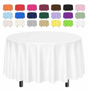 lot 20083 image: SietDESEO 2 Pack White Tablecloth Round 84 x 84 Plastic Table Cover Waterproof White Table Cloth Disposable for Wedding Birthday Baby Shower Party Picnic Circle Tablecloth