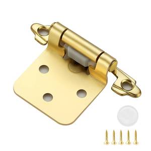 lot 20085 image: 4 Pack (2 Pairs) 12 Inch Overlay Kitchen Cabinet Hinges, Satin Brass Self Closing Hinges for Kitchen Cabinet Doors, Semi-Concealed Cupboard Hardware, Face Mount Hardware, Gold