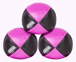 lot 20091 image: Duncan Toys Juggling Balls, Multicolor, Vinyl Shells, Circus Balls with 4 Panel Design, Plastic Beans, 3 Pack, Black and Pink