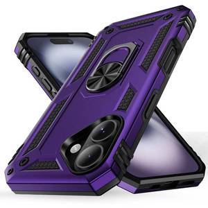 lot 20099 image: 16 Plus Phone Case for Women with Ring Kickstand,Military Grade Dual Layer Shockproof Armor for Apple iPhone 16 Plus Phone Case Purple