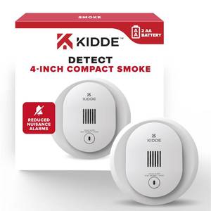 lot 20119 image: Kidde Smoke Detector, AA Battery Operated, Compact Size, LED Status Light, 85 dB Alarm, 4-inches, 10SDR