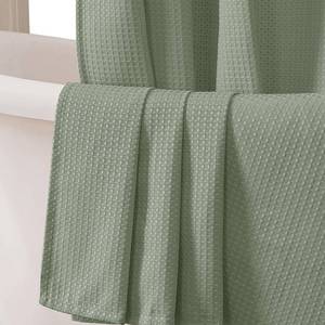 lot 20120 image: OVZME Sage Green Shower Curtain Set, Waffle Textured Heavy Duty Fabric Shower Curtain for Bathroom, Luxury Hotel Weighted 230GSM Bath Curtain with 12 Plastic Hooks, Machine Washable, 72x72