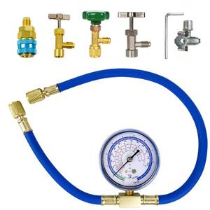 lot 20125 image: BACOENG R134a Refrigerant Recharge Kit, AC AUTO R134aR-12R-22 Freon Refrigerant Hose Can Tap with Gauge, BPV31 Bullet Piercing Valve, R134a Quick Coupler