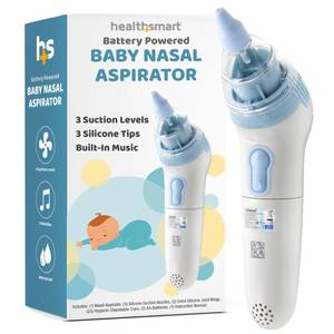 lot 20132 image: HealthSmart Nasal Aspirator for Baby � Perfect Gift for Moms and Baby Registry -3 Suction Levels, 3 Silicone Tips, Ergonomic Electric Nose Sucker with Built-in Nursery Rhymes