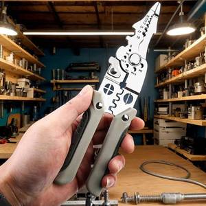 lot 20138 image: Multifunctional Wire Stripper Crimper and Cutter Pliers for Electricians, Heavy Duty Wire Stripping Tool with Screw Size Guide for Cable Cutting