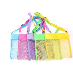 lot 20147 image: COTDINFORCA 5-PCS Colorful Mesh Beach Bags Sand Away Portable Foldable Sea Shell Bag with Adjustable Carrying StrapsToy Storage Bag Yellow, Rose, Purple, Green, Blue Set of 5 Beach Bags