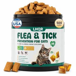 lot 20151 image: Flea and Tick Prevention for Cats Chewable, Natural Oral Flea and Tick Treatment Supplement, Cat Flea Chews Support Skin and Digestive Supplement for Puppies and All Breeds 500 PCS, Chicken (Open Box, Missing Pieces)