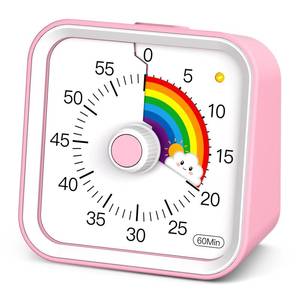 lot 20152 image: InfPokid Visual Timer for Kids with Pause Function, Cute Silent Timer with Rainbow for Classroom, Teaching, Task, Kitchen, 60 Minute Countdown Time Management for ADHD (Rainbow Pink)