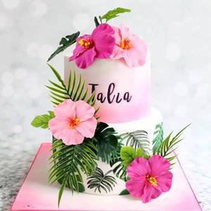 lot 20156 image: 10PCS Artificial Hibiscus Flower Cake Toppers Hawaii Pink Hibiscus Cake Decors for Hawaii Theme Birthday Bridal Engagement Wedding Floral Cake Picks Summer Holiday Party Decoration