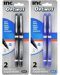 lot 20168 image: I-N-C Optimus 2 Felt Tip Fine Point Pens 2 Blue - No Bleed Ink